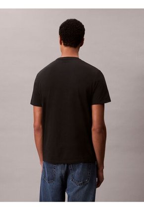Camiseta Negra Con Logotipo Apilado Calvin Klein
