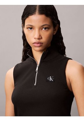 Camiseta Negra Sin Mangas Con Cremallera Calvin Klein