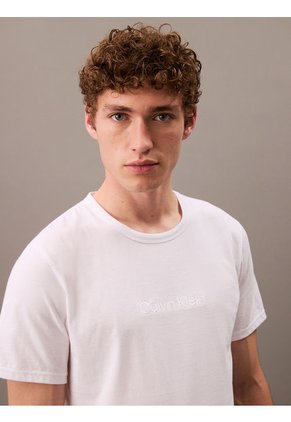 Camiseta Blanca De Dormir Con Logotipo Bordado Calvin Klein