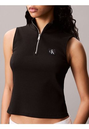 Camiseta Negra Sin Mangas Con Cremallera Calvin Klein