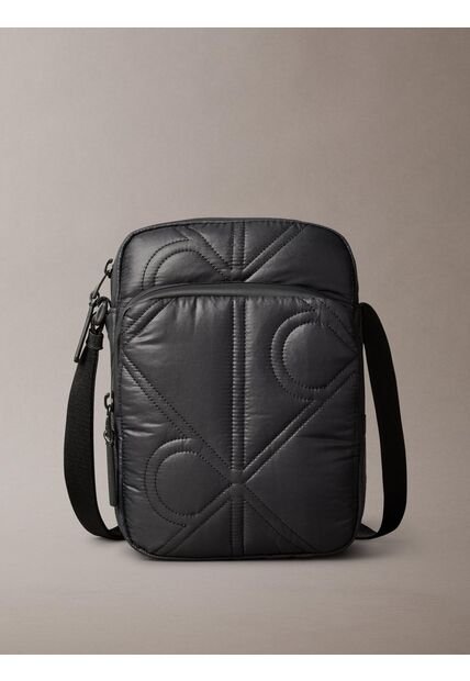 Bolso Negro Reporter Acolchado Con Logo Monograma Calvin Klein
