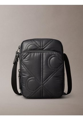 Bolso Negro Reporter Acolchado Con Logo Monograma Calvin Klein