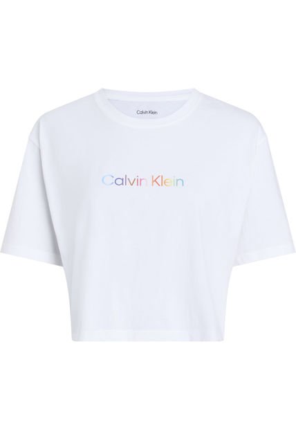 Camiseta Blanca De Pijama Boxy Cropped - Pride Calvin Klein