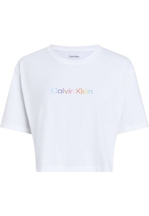 Camiseta Blanca De Pijama Boxy Cropped - Pride Calvin Klein