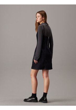 Vestido Azul Lencero Denim Ajustado Calvin Klein