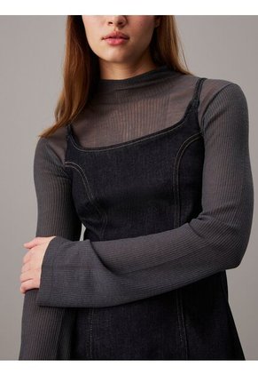 Vestido Azul Lencero Denim Ajustado Calvin Klein