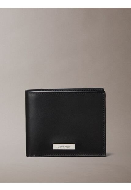 Billetera Negra Plegable Plaque EW Calvin Klein
