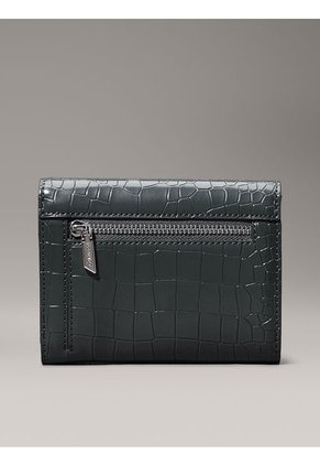 Billetera Verde De Plegado Triple Y Cuero De Cocodrilo Calvin Klein