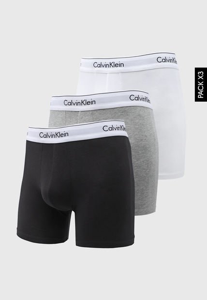 Bóxer x3 Blanco-Gris-Negro Calvin Klein