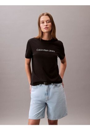 Camiseta Negra Clásica Con Logo Estampado Calvin Klein