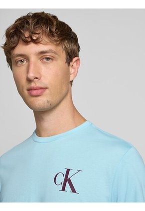 Camiseta Azul Cielo Con Monograma 30s Calvin Klein