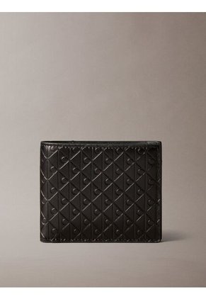 Billetera Negra Plegada Con Monograma Grabado Con Monedero Calvin Klein