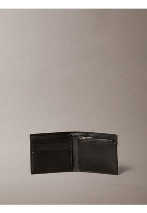 Billetera Negra Plegada Con Monograma Grabado Con Monedero Calvin Klein