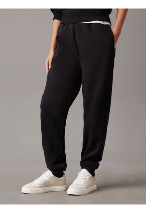 Pantalón Negro De Chándal De Felpa Con Monograma Calvin Klein