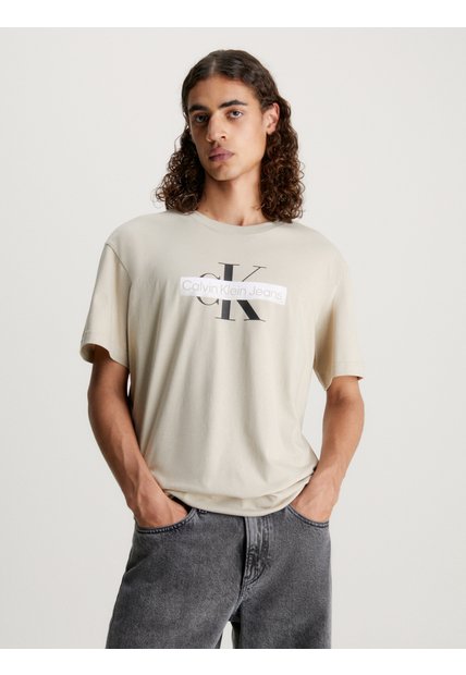 Camiseta Blanca Con Monograma Calvin Klein