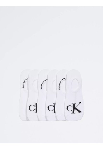 Pack Blanco De 6 Medias Planos Con Monograma Calvin Klein