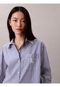 Camisa Azul Con Logo Bordado Y Patrón De Rayas Calvin Klein de Calvin Klein