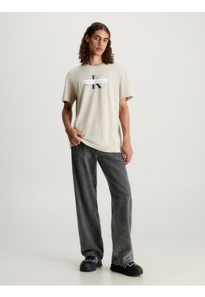 Camiseta Blanca Con Monograma Calvin Klein
