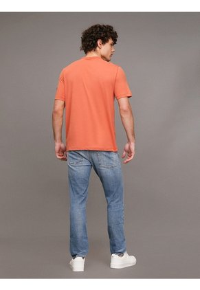 Camiseta Naranja De Algodón Con Insignia Calvin Klein