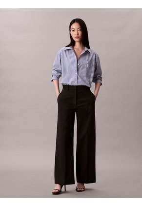Camisa Azul Con Logo Bordado Y Patrón De Rayas Calvin Klein