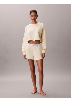 Saco Amarillo De Estar En Casa Cropped Con Logo Calvin Klein