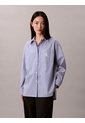 Camisa Azul Con Logo Bordado Y Patrón De Rayas Calvin Klein de Calvin Klein