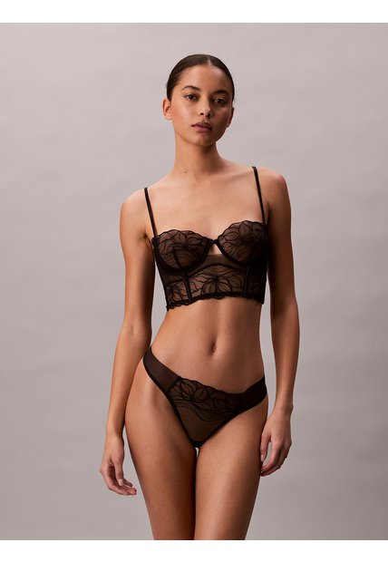 Sujetador Negro Balconette Sin Forro - CK Black Floral Lace Calvin Klein
