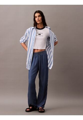 Camiseta Negra Ringer Cropped Con Logo Calvin Klein Calvin Klein