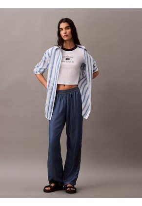 Camiseta Negra Ringer Cropped Con Logo Calvin Klein