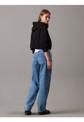 Buzo Negro Boxy Con Capota De Felpa De Algodón Calvin Klein