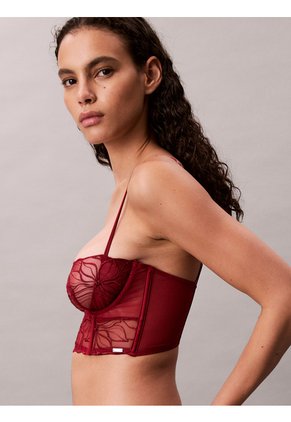 Sujetador Rojo Balconette Sin Forro - CK Black Floral Lace Calvin Klein