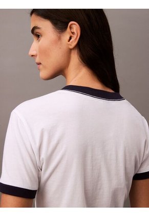 Camiseta Negra Ringer Cropped Con Logo Calvin Klein