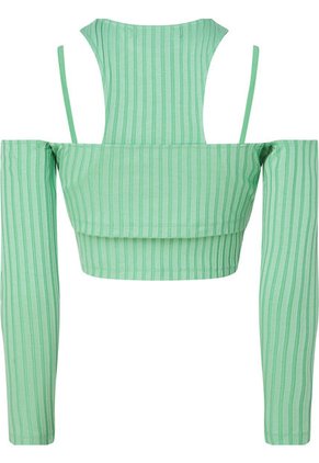 Top Verde Recortado De Doble Capa Para Mujer Calvin Klein