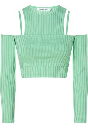 Top Verde Recortado De Doble Capa Para Mujer Calvin Klein