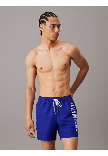 Traje Azul De Baño De Largo Medio Con Cordón - Intense Power Calvin Klein