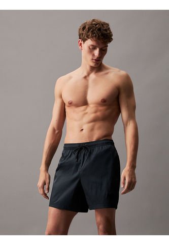Traje Negro De Baño De Largo Medio Con Cordón Antidesgarro Calvin Klein Calvin Klein