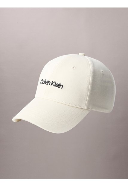Gorra Beige De Béisbol Con Logo Bordado Calvin Klein