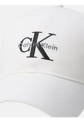Gorra Blanca De Algodón Con Monograma Bordado Calvin Klein
