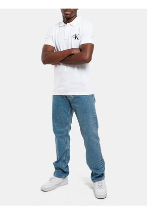 Polo Blanco Con Monograma Calvin Klein