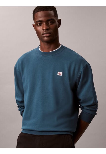 Saco Azul Terry Con Monograma Calvin Klein
