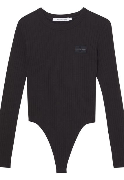 Body Manga Larga Con Logo Negro Calvin Klein