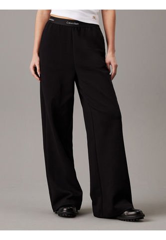 Pantalones Negro De Pierna Ancha Con Cinta Con El Logo Calvin Klein Calvin Klein