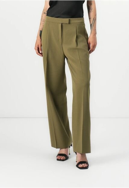 Pantalón Verde Recto De Sarga Tailored Calvin Klein