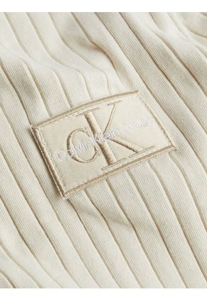 Body Manga Larga Con Logo Beige Calvin Klein