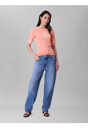 Camiseta Beige De Algodón Con Logotipo Calvin Klein