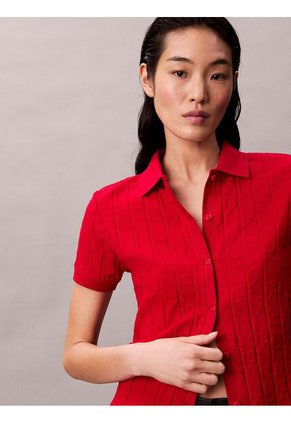 Polo Rojo De Jacquard De Logo Y Cierre De Botones Calvin Klein