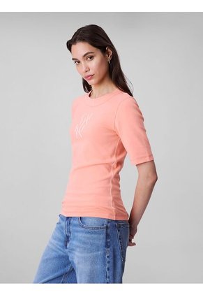 Camiseta Beige De Algodón Con Logotipo Calvin Klein