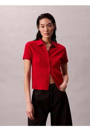 Polo Rojo De Jacquard De Logo Y Cierre De Botones Calvin Klein
