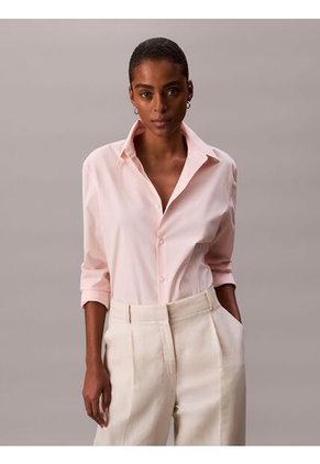 Camisa Rosa Slim Fit Elástica De Manga Larga Calvin Klein