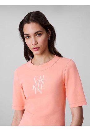 Camiseta Beige De Algodón Con Logotipo Calvin Klein